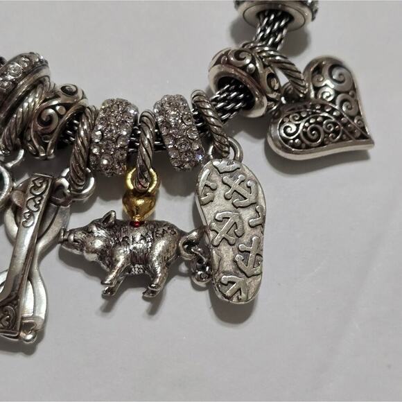 Brighton Arkansas Razorbacks Heart Sunglasses Sandal Charm Bracelet - Picture 7 of 10